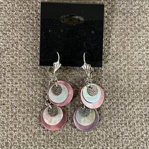 (NWOT) Boho Pink Abalone Shell Earrings. Pierced, Pink